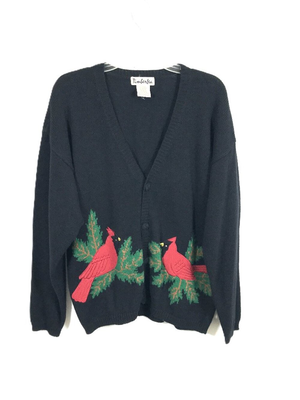 Vintage 90s Oversize Cardigan Sweater Cardinal Bird Knit Sweater M, Timberlea